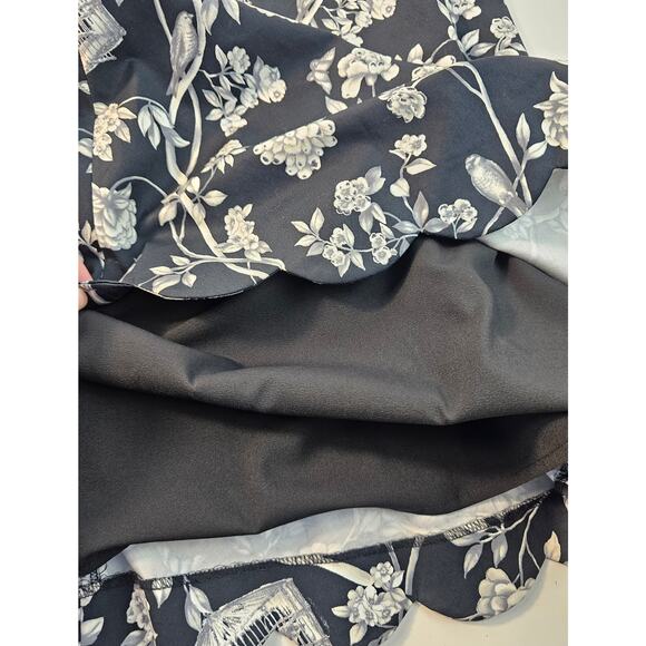 NWT 10P 10 PETITE black white layered midi cottagecore bird whimsical skirt NEW - Picture 4 of 9